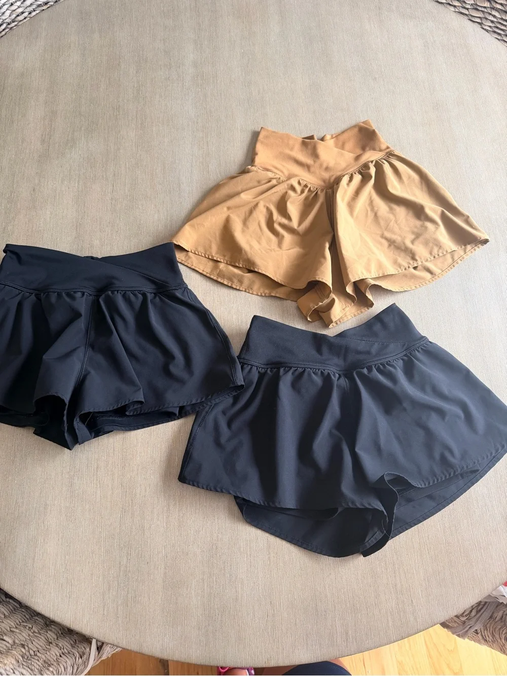 High-Waist Performance Skort Shorts set – Black and Camel girls 10